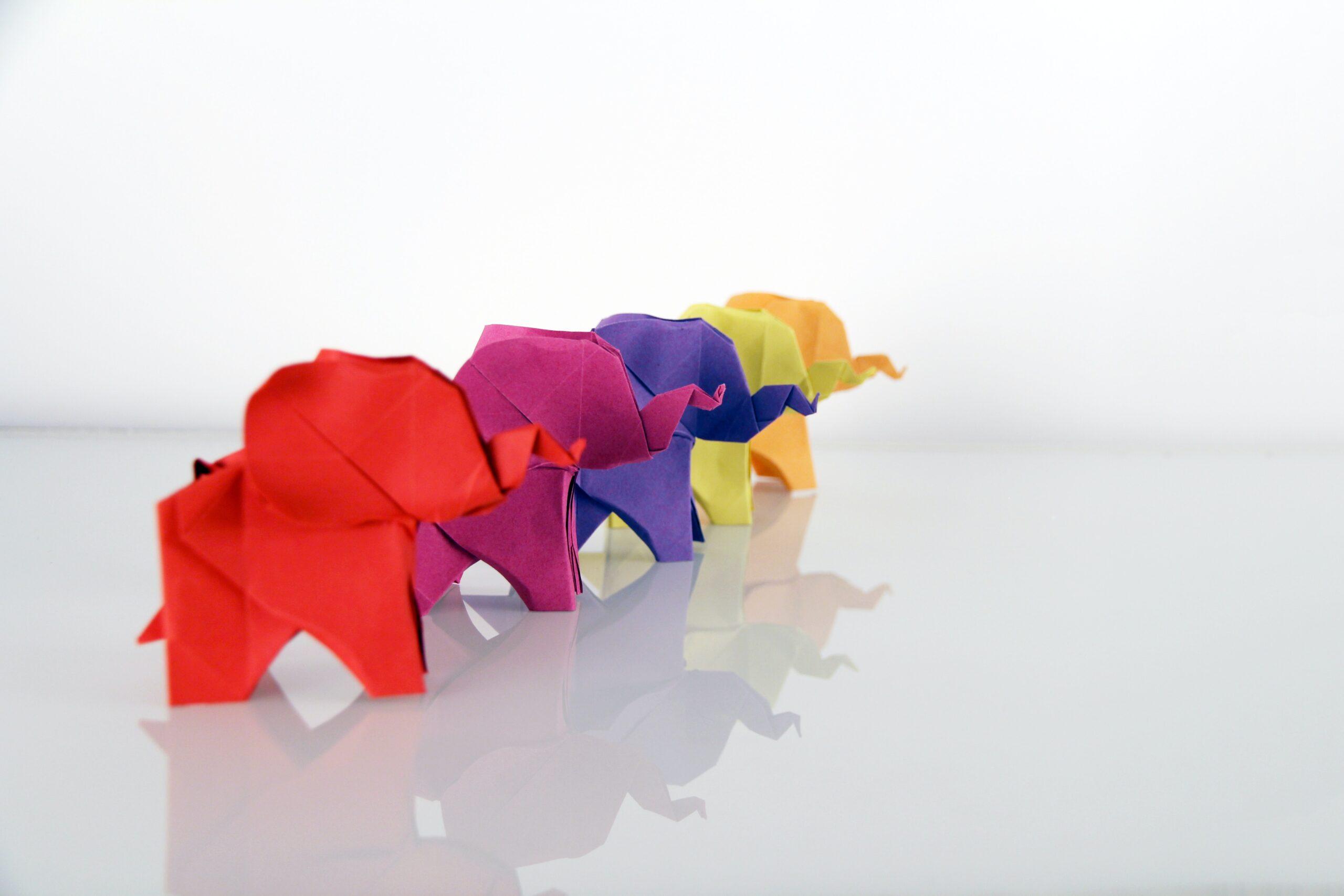 folded paper elephants